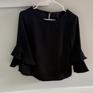 J. Crew Elegant Black Blouse with Ruffle Sleeves